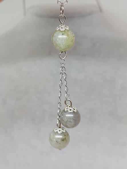 Labradorit Taşı Zincirli Kolye (9300) - 4