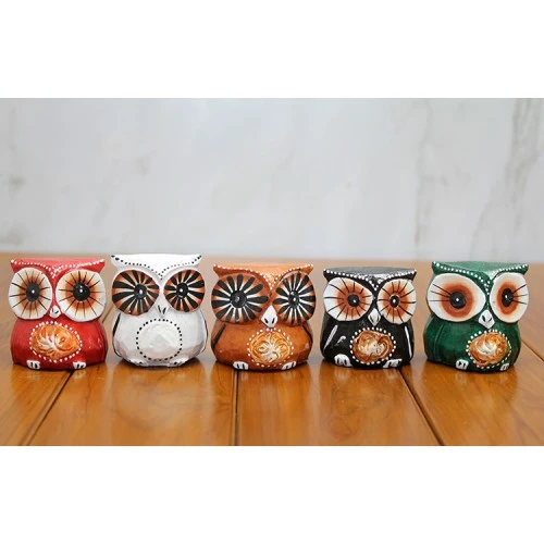 Ahşap 5'li Baykuş Seti Model 3 ürün görseli