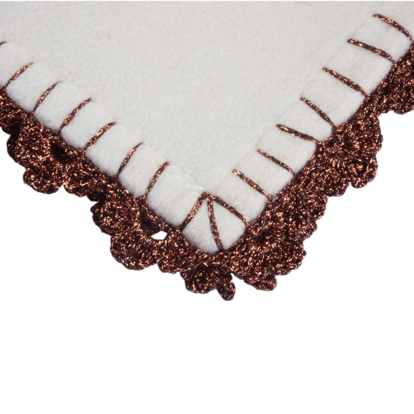 Artoholic krem polar tasarım nakışlı atkı - 2