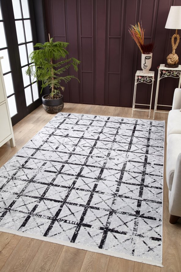 USSO Modern Çizgi Detaylı Yıkanabilir Halı HLN1805