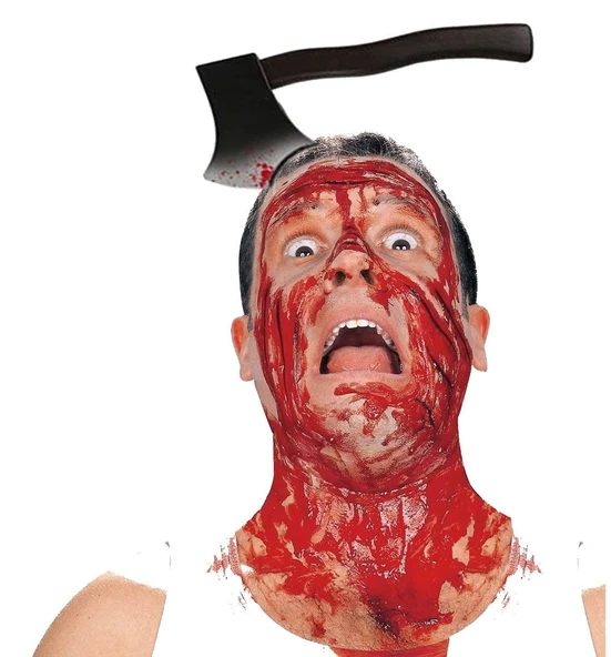 Kafaya Saplanmış Halloween Kanlı Balta Şaka Tacı TdrTR