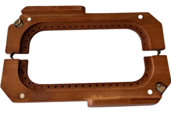 Çanta Aksesuar 25 Cm  Koyu  Renk Dikmeli Ahşap Burs - 2