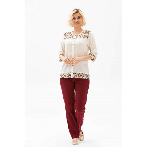 Eliş Şile - Kodu 412-09 - Gülsinem Bluz- 3XL Beden - Krem renk - 2