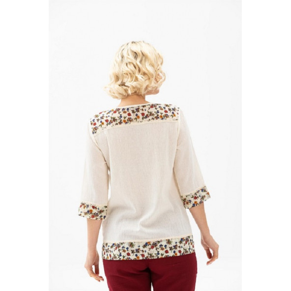 Eliş Şile - Kodu 412-09 - Gülsinem Bluz- 3XL Beden - Krem renk - 3