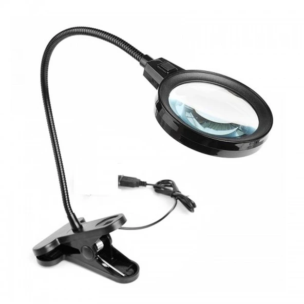 12 Led Clipslı Işıklı Büyüteç Işıklı Masa Lambası Çalışma Lambası TdrTR