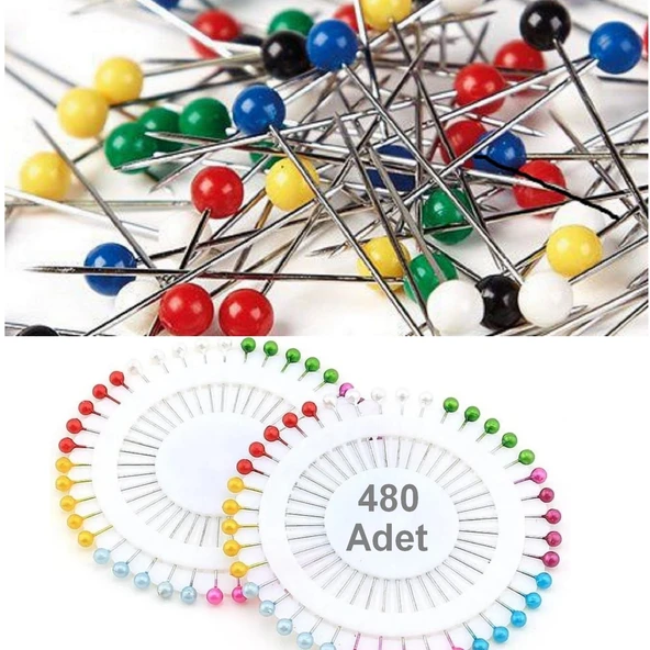 Renkli Çelik Eşarp Şal İğnesi 480 Adet Toplu İğne 28mm Karışık Renkli Eşarp İğnesi Şal İğnesi ürün görseli