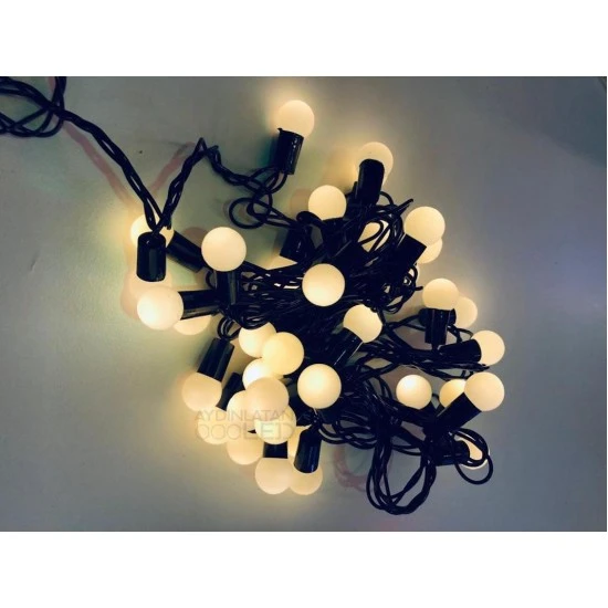 5 Metre 28 Led Fişli Sarı Işık Mini Top Led Siyah Kablo TdrTR