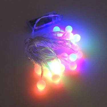 3m 20 Led Beyaz Top RGB ışık Pilli 2 Kademeli TdrTR