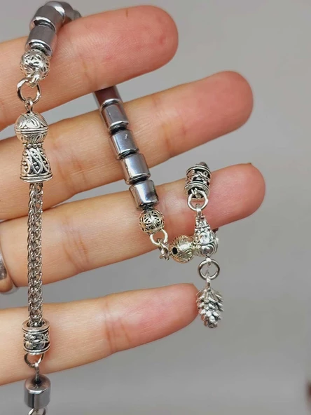 Hematit Taşı Silindir Kesim Sallamalık Zaza Tesbih 6mm (48194) - Resim 5