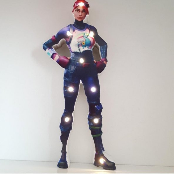 Fortnite Brite Bomber Karakteri Led Işıklı Pano Biblo Ahşap Masa Dekor