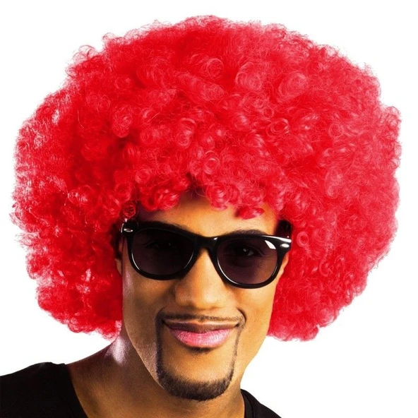 Kırmızı Renk Kıvırcık Afro Bonus Peruk TdrTR
