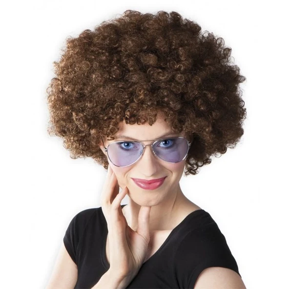 Kahve Renk Kıvırcık Afro Bonus Peruk TdrTR
