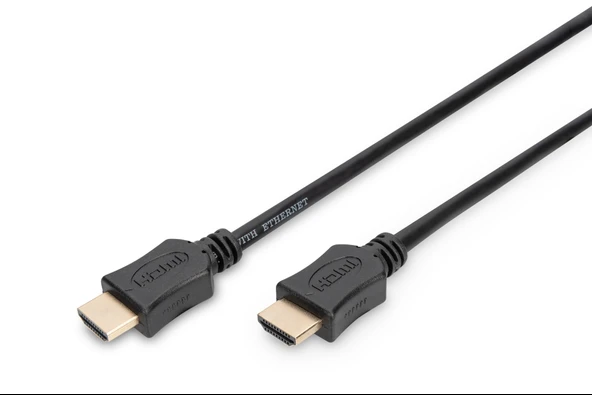 Digitus HDMI High Speed with Ethernet Bağlantı Kablosu (HDMI 1.4), 2160p, 4K Ultra HD, 3D, HDMI Tip A Erkek - HDMI Tip A Erkek, 1 metre, CU, AWG30, 3x zırhlı, a TdrTR