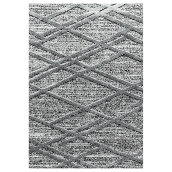 Modern Bukleli Yumuşak Kabartmalı Geometrik 3 Boyutlu Tozsuz Gri Dekoratif Halı - 2
