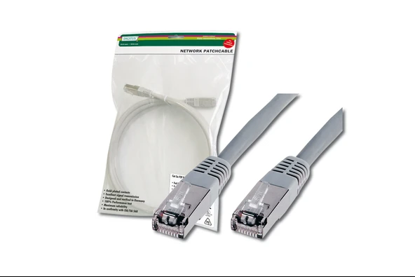 Digitus CAT 5e SF-UTP Patch Kablosu, 15 metre, AWG 26/7, gri renk TdrTR