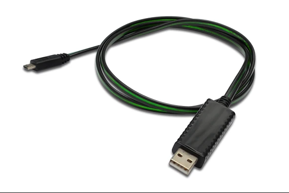 Digitus Senkronizasyon ve Şarj için FLUX CONNECT Işıklı Kablo, USB A, erkek  Micro USB B, erkek, 0.90 metre, AWG28, siyah renk, mobil cihazlar için ide TdrTR