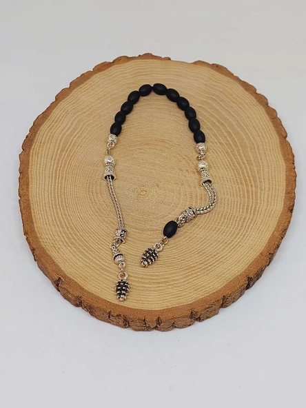 Oniks Taşı Mat Kapsül Kesim Sallamalık Zaza Tesbih 5.5*8mmmm (54650) - Resim 4