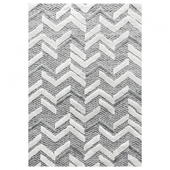 Modern Dekoratif Bukleli kabartmalı 3 boyutlu Zigzag Desenli Gri Oturma odası Salon Halısı - 2