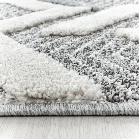 Modern Dekoratif Bukleli kabartmalı 3 boyutlu Zigzag Desenli Gri Oturma odası Salon Halısı - 4