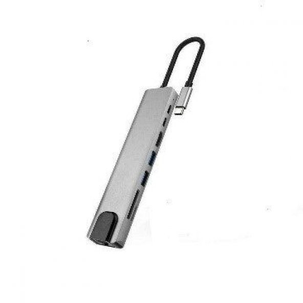 START FC-10 8-in1 USB3.1 TYPE-C=>HDMI+USB3.0+ USB3.1 TYPE-C+RJ45+SD+TF Çevirici Adaptör - 1
