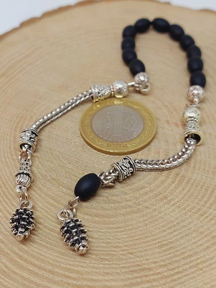 Oniks Taşı Mat Kapsül Kesim Sallamalık Zaza Tesbih 5.5*8mmmm (54650) - Resim 6