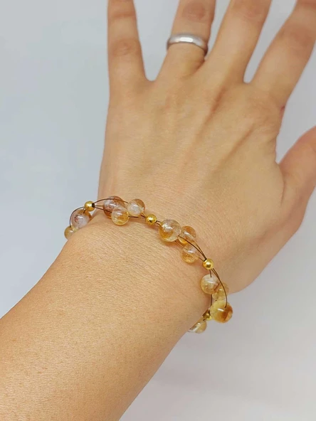 Sitrin Taşı Tasarım Bileklik 6-8mm (55708) - Resim 3