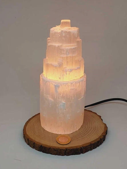 Selenit Kule Doğal Taş Lamba - 20 cm (55754) - 4