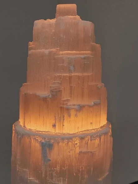 Selenit Kule Doğal Taş Lamba - 20 cm (55754) - 3