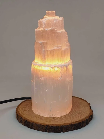 Selenit Kule Doğal Taş Lamba - 20 cm (55754)