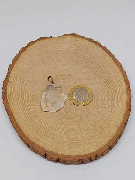 Kristal Kuvars Taşı 925 Ayar Gümüş Aparatlı Kolye Ucu (55716) - Resim 5