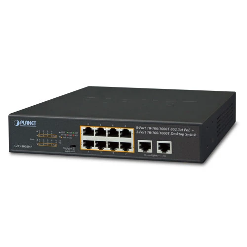 Yönetilemeyen Masaüstü Tip Switch (Unmanaged Desktop Switch) 8-Port 10/100/1000T IEEE 802.3 at/af PoE+ Injector (Port başına 30.8 watt) (PoE Güç Bütçes TdrTR