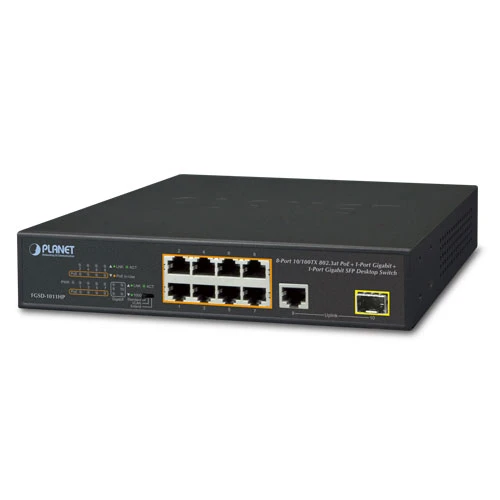 Yönetilemeyen Masaüstü Tip Switch (Unmanaged Desktop Switch) 8-Port 10/100TX IEEE 802.3at/af PoE+ Injector Port (Port başına 30.8 watt) (PoE Güç Bütçes TdrTR