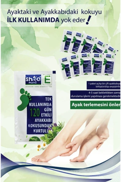 shilapharma 10'lu Ayakkabı Içi Koku Giderici Önleyici Bakım Ayak Kokusu Toz 120 Gün Etkili Kesin Çözüm X10 Adet - 1