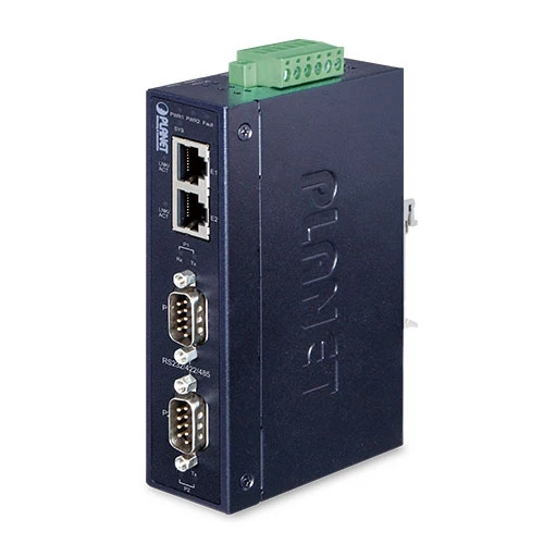 Endüstriyel 2-port RS232/RS422/RS485 Serial Device Server (Industrial 2-Port RS232/RS422/RS485 Serial Device Server) 2KV sinyal izolasyon özelliğine sa TdrTR