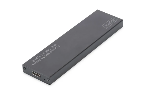 Digitus Harici M.2 SATA SSD Kutusu,  Bağlantı arayüzü USB 3.1 Tip C, alüminyum gövde, siyah renk, çip takımı EP9461E TdrTR