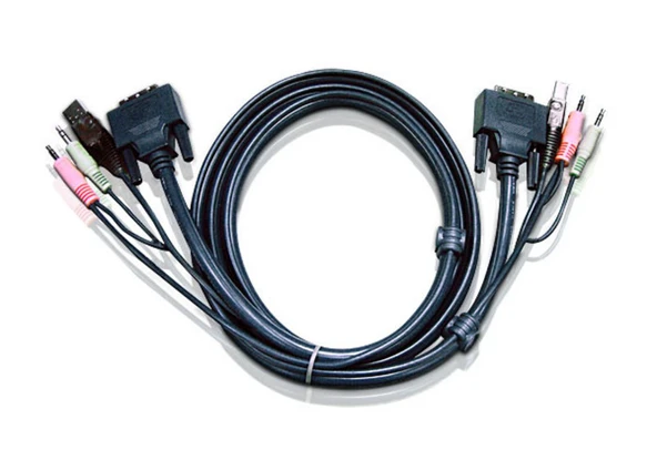 USB DVI-I Single Link KVM Kablosu, 3 metre TdrTR