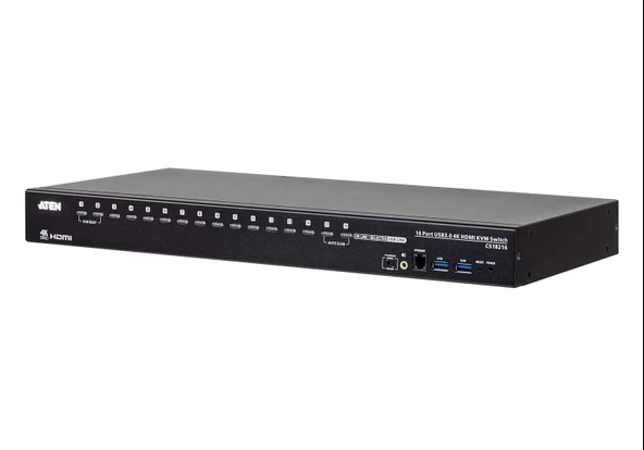 16-Port USB 3.0 4K HDMI KVM Switch, Kabin Tipi, Kabin Montaj Kiti ürün ile birlikte gelir 16-Port USB 3.0 4K HDMI KVM Switch with Rack Mounting Kit TdrTR