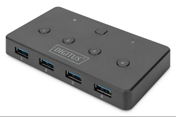 Digitus USB Arayüzüne Sahip Cihazları Paylaştıran Switch, USB 3.0, 2 PC, 4 USB Cihaz, Düğme ile Geçiş, Güç Adaptörü Gerektirmez Digitus USB 3.0 Sharing TdrTR