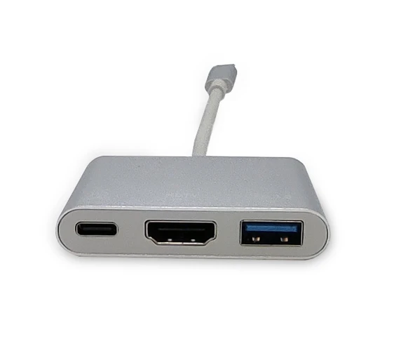 Beek USB Tip C Çoklu Girişe Sahip Adaptör, 4K@30Hz, 1 x HDMI port, 1 x Şarj özellikli USB Tip C (PD 100W) port, 1 x USB 3.0 port TdrTR