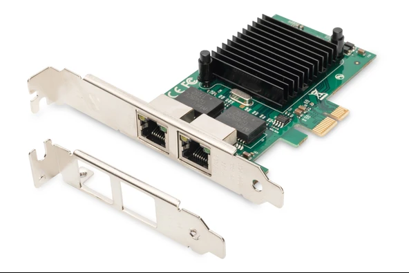 Digitus 2 Port Gigabit Ethernet PCI Express Kart, düşük profil bracket, Intel çip takımı Digitus Gigabit Ethernet PCI Express Card, 2-port, low profile TdrTR