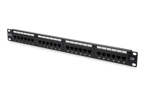 Digitus CAT 6, E Sınıfı Patch Panel, zırhsız (unshielded), siyah renk Digitus CAT 6, Class E Patch Panel, unshielded, black TdrTR