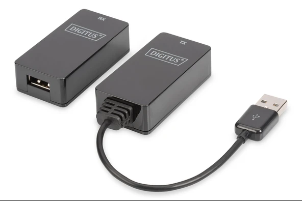 Digitus USB 1.1 Mesafe Uzatma Cihazı, CAT 6/6A/7 AWG23 S/FTP ya da F/FTP kablo kullanıldığında maksimum mesafe 45 metre TdrTR