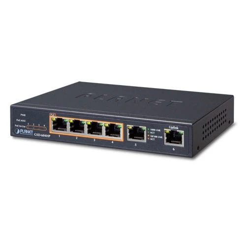 Yönetilemeyen Masaüstü Tip Switch (Unmanaged Desktop Switch) 4-port 10/100/1000T IEEE 802.3at/af PoE+ injector (Port başına 30 watt) (PoE Güç Bütçesi m TdrTR