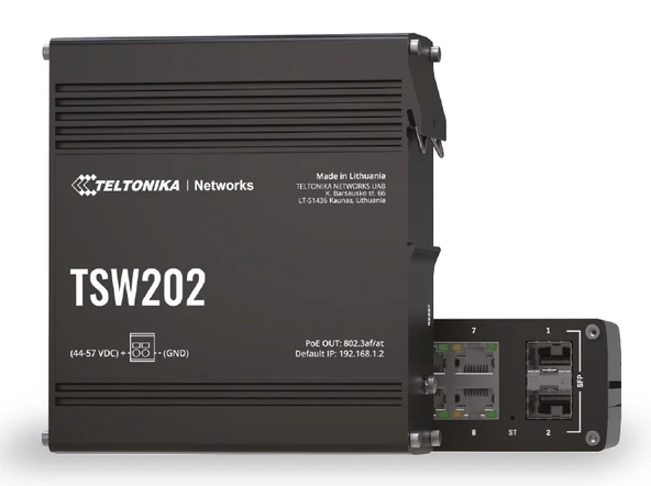 Yönetilebilir Endüstriyel PoE+ Switch 8x 10/100/1000BaseT PoE+ port (30W) 2x 1 Gbps SFP yuvası Giriş Voltaj Aralığı: 7-57 VDC (PoE iç TdrTR