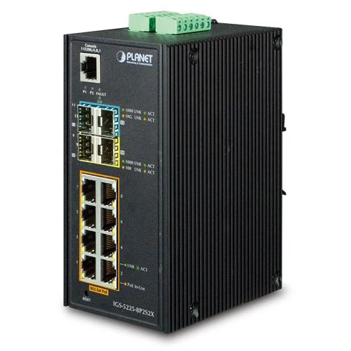 Endüstriyel Tip Yönetilebilir Ethernet Switch (Industrial Managed Ethernet Switch) Basic L3 8-Port 10/100/1000Base-T RJ45 with IEEE 802.3at/af TdrTR