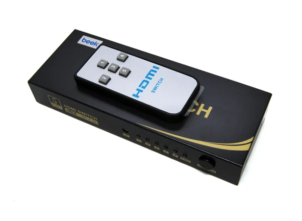 Beek 5 Port Ultra HD 4K HDMI Switch, 5 giriş - 1 çıkış, uzaktan kumandalı, 4K2K, 3D görüntü formatlarını destekler, HDMI 2.0, HDCP 2.3 uyumlu Beek UHD  TdrTR