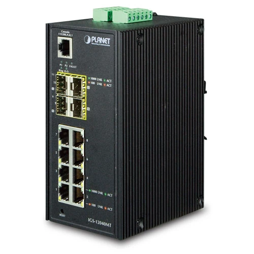 Endüstriyel Tip Yönetilebilen Switch (Industrial Managed Switch) 8-Port 10/100/1000Base-T  4 x 1000BASE-SX/LX/BX SFP/mini-GBIC yuva (Port-9 il TdrTR