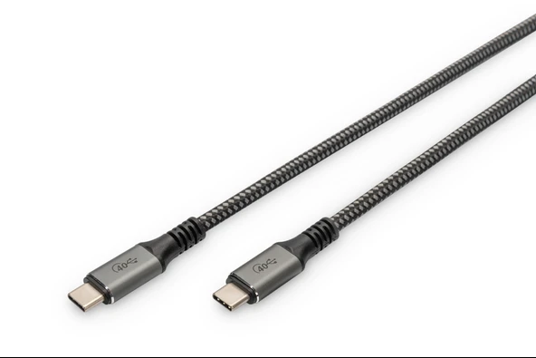 Digitus USB 4.0 Tip C Bağlantı Kablosu (USB 4 Bağlantı Kablosu, Tip C  Tip C, Alüminyum PP Örgülü, 4K@60Hz (ULtra HD), PD3.0, 20Gbits/s, 3 metre, siyah TdrTR