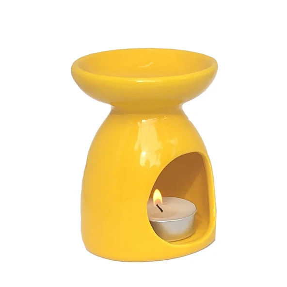 Sarı Konik Seramik Buhurdanlık Tütsülük - 2