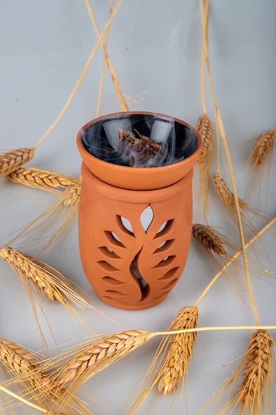 Yaprak Model El Yapımı Çömlek Buhurdanlık Tütsülük - 5